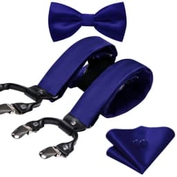 Burgundy Black White  Mens Suspender Adjustable 6 Clips Jacquard Braces Bowtie Hanky Cufflinks Set Silver Gold