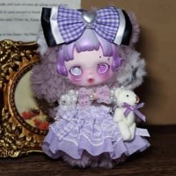 Doll Clothes For Skullpanda V3 You Found Me Series Ratty Bear Purple Dress Replacement10cm Mini Doll Outfit Accessories Gifts