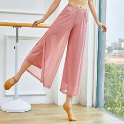 Straight Leg Pants Women'S Lightweight Chiffon High Elastic Waist Trousers Slit Wedding Cocktail Culottes Women'S Pants W47