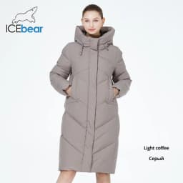 ICEbear 2023 winter quilted coat new long womens cotton jacket warm casual hooded parka GWD3716I