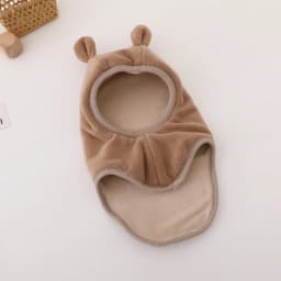 New Winter Warm Bear Ear Children Scarf Hat Boys Girls One-Piece Hat Outdoor Windproof Hood Beanies Cap Plush Balaclava Hat