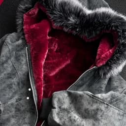 Red Faux Fur Lining PU Leather Winter Coat Man Woman Winter Warm Thicken Fleece Hooded Jacket Padded Coats