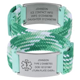 Personalized Medical Alert Bracelet Elastic Nylon Custom Engraved Tag Medical ID Bracelet Adjustable Keepsake Gift for Health