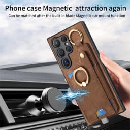 Luxury Leather Magnetic Shockproof Card Slot Case For Samsung Galaxy S25 S24 S23 S22 S21 Ultra + Plus FE Ring Stand Wallet Cover