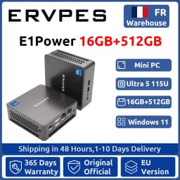 ERVPES E1Power Mini AI PC Intel Core Ultra 5 115U 8 Cores 10 Threads 16GB LPDDR5 512GB SSD WiFi Bluetooth USB HDMI Type-C Windows 11 Wifi 6 BT5.0