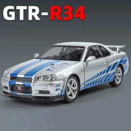 1:24 Nissan GTR R34 Skylin Fast & Furious Alloy Car Model Sound and Light Pull Back Children's Toy Collectibles Birthday gift