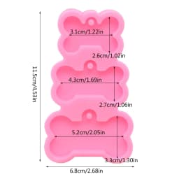3-Cavities Dog Tag Bone Shaped Keychain Epoxy Resin Mold DIY Crafts Decorations Casting Tools Charm Jewelry Pendants Sil