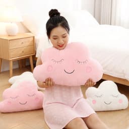 Shy Sky Plush Throw Pillow Stuffed Cloud Moon Star Water Drop Soft Cushion Pink White Grey Colorful Back Support Plushie Decor