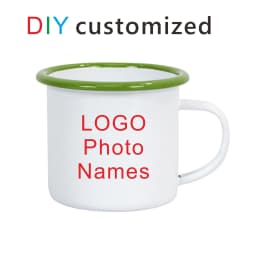 Customized Enamel Metal Mug 350ML Colorful Print Your Photo LOGO Coffee Mugs, Tea Cups, Mothers' Day, Fathers' Day Wedding Gift