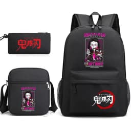 Demon Slayer Anime Print School Backpack Set 3Pcs with Shoulder Bag Pencil Case for Boys Girls
