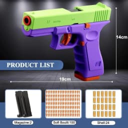 Shell Throwing G17 Automatic Shooting Soft Bullet Toy Gun with Blowback Outdoor Sports Shooting Game Christmas Gift for Children