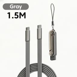 240W PD Fast Charging Type-C Cable USB-C to USB-C with Foldable Stand Phone Adapter Silicone Cord for iPhone 17