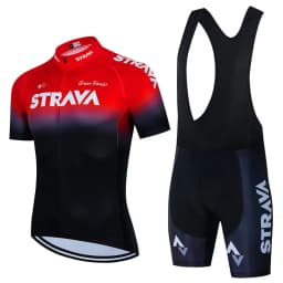 2024 Strava Cycling Jersey Set Summer Short Sleeve Breathable Men's MTB Bike Cycling Clothing Uniform Suit