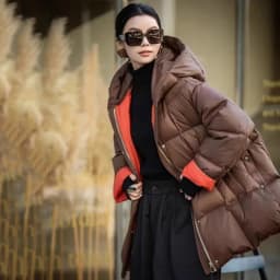 Schinteon Women Down Jacket Casual Loose Over Size Warm Autumn Winter Outwear White Duck Down with Hood Fashion Maternity Coat