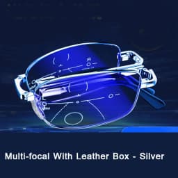 Multifocal Folding Reading Glasses Anti-blue Light Men Women Metal HD Lenses Eyewear Far Near Sihgt Eyeglasses With Leather Box