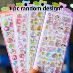 1 pc/4 pcs Cartoon Fruit Diary Drop 3D Relief Stickers Scrapbooking DIY Journaling Stationery Diary Decor School Cute Stickers