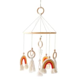 DIY Baby Crib Bed Bell Holder Arm Toy Imitation Wood Grain Infant Bed Decoration Toys Rotating Music Box Nut Screw Arm Bracket