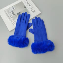 Winter Suede Leather Internal Plush Full Finger Outdoor Riding Warm Gloves Woman's Plush Thick Touch Screen Driving Mittens H92
