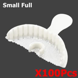 AG 50pcs/100pcs Disposable Dental Bite Impression Trays Kits Teeth Impression Tray with Plastic Rigid Frame and Non-Tear Mesh