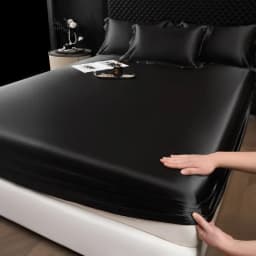 3 Pcs High End 100% Mulberry Silk Fitted Sheet Set with Pillowcase Luxury Solid Color Silk Bedsheet Soft Smooth Satin Bed Linen