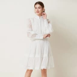 2024 French Elegant Lace Splicing Waist Lantern Sleeve Dress Vintage High Collar Princess Dress Organza Cocktail Women's Wear