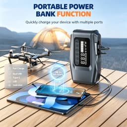 AEGNITE 10000A 10-in-1 Portable CarJump Start Jump Power Supply with Tire Inflator Combo 12V Battery Charger 150PSI Air Pump LED USB Quick Charge Input/Output Multi-Function Roadside Emergency Tool