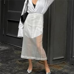 Y2K Grunge Sheer Mesh Midi Skirt Transparent See-Through Trimmed Hem Edgy Layering Skirt for Streetwear Music Festival Outfits