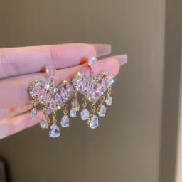Exaggerated Luxury Crystal Flower Stud Earrings Women's Temperament Elegant Fashion Design Wedding Party Jewelry Valentine Gifts