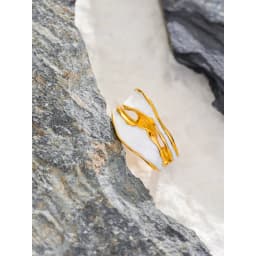 Yhpup Fashion White Enamel Creative Irregular 316 Stainless Steel Open Ring Waterproof Women Jewelry Stylish Charm Bijoux New