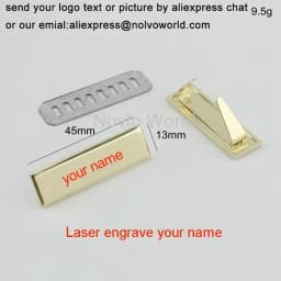50-100PCS Laser YOUR NAME 45*13MM Metal Label Long Rectangle Purses Label Tags Metal Logo For DIY Handbag Bags Metal Labels