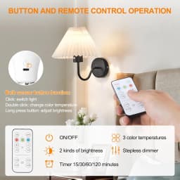 Rechargeable Light Bulbs with Remote Control, Smart Bulb E27 Cordless Battery Operated Light Bulb for Lamps,Dimmable/Timer