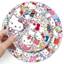 50PCS Sanrio Cartoon Sticker Hello Kitty Children's Diary Bonus Gift Diary Booklet Gift for Kid Toy