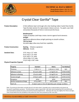 Crystal Black/White/Clear Gorilla Tape 48mm X 8.2m UV and Temperature Resistant