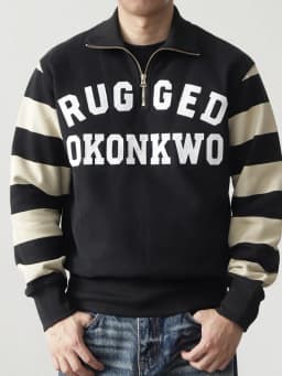 Autumn American Retro Heavyweight Half Open Collar Letter Printed Sweatshirts Men's Simple 100% Cotton Washed Loose Casual Coat
