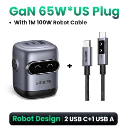 【US Plug】UGREEN 65W 30W GaN Charger Robot Design QC4.0 3.0 PPS for iPhone 18 17 16 Pro Macbook Laptops Tablet PD3.0 Fast Charg