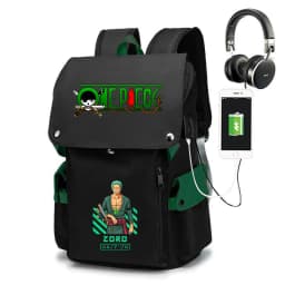 One Piece Zoro Print School Backpack Large Capacity Casual Daypack Travel Bag for Kids Teens