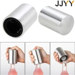 Stainless Steel Automatic Beer Bottle Opener Magnet Push Down Opener for Wine Beer Soda Caps Kitchen Tool