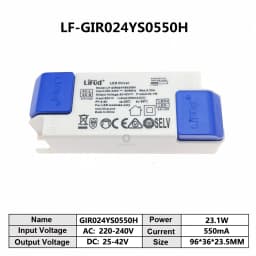 LiFud LED Driver 8W-60W High PF Transformer LF-GIRxxxYM YS Series 350mA 800mA 900mA 1000mA 1300mA 1400mA 1500mA