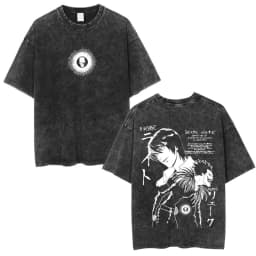 Vintage Washed Anime Death Note Misa Amane Print T Shirts Men Women Clothing Cotton Casual T-shirt Fashion Short Sleeve T-shirts