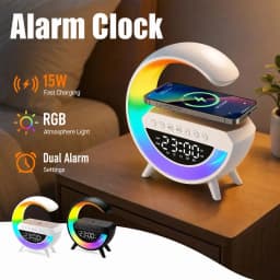 New Bluetooth Speaker Wireless Charger Table Lamp RGB Alarm Clock Sound Box LED Portable Mini Party Loudspeaker