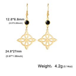 Unift Goth Stainless Steel Earring Triple Rune Moon Phase Pentagram Earrings Woman Men Vintage Jewelry Ear Piercing Witch Knot