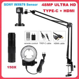 Yizhan 4K HD Electronic Digital Microscope For Soldering HDMI/ USB/ VGA/ Microscope Camera 150X Lens Big Vision Articulated Arm
