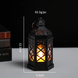 〔YY32〕Retro Desktop Lamp - Halloween Ambient Decor & Creative Gift Hexagonal LED Wind Lamp Candle Lamp Portable Pony Lamp