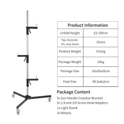 SH 63cm-190cm Gun Grip Light Stand 1/4 and 3/8 Screw With Wheels Folding Tripod For Studio Flash LED Light Softbox COB Light