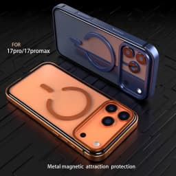 Metal Bumper Camera Ring Clear PC Case For iPhone 18Pro 18 17 Pro Max Alloy Frame Heavy Duty Transparent For Magsafe Back Cover