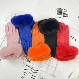Candy Color Plus Velvet Thicken Women Keep Warm Gloves Fashion Elegant Plush Wrist Winter Cycling Drive Touch Screen Gloves