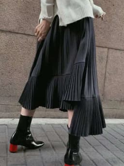 LANMREM Patchwork Fold Skirt For Women High Waist Solid Color Irregular Skirts Casual Female Clothing 2025 Spring New 2YA3242