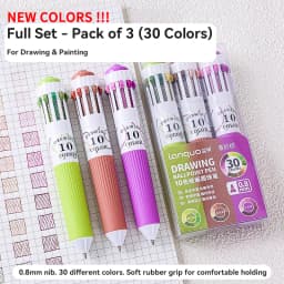 LANGUO Multicolor Pens 28/60/120 Colors 10-in-1 Colored Ballpoint Pen 0.8mm Fine Point Smooth Writing Retractable Ballpoint Pens