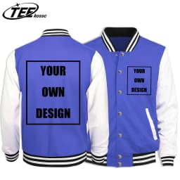 Customized pattern logo DIY Men Colour Jackets Harajuku Baseball Jersey Fleece Loose Clothing Unisex Autumn Warm Vintage Coat
