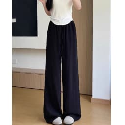 Spring Summer Cotton Linen Wide Leg Pants Women Solid Color High Waist Straight Trousers Woman 2026 Lace Up Casual Pants Female